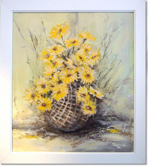 zlute kvety v kosiku